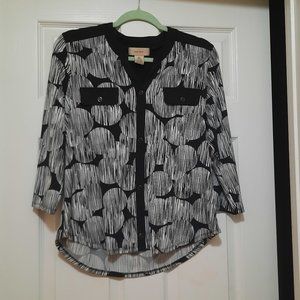 Diana Belle Medium Black & White Striped Blouse